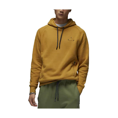 Jordan Yellow Solid Color Hoodie with Drawstring and Zipper Pockets DQ7882-712