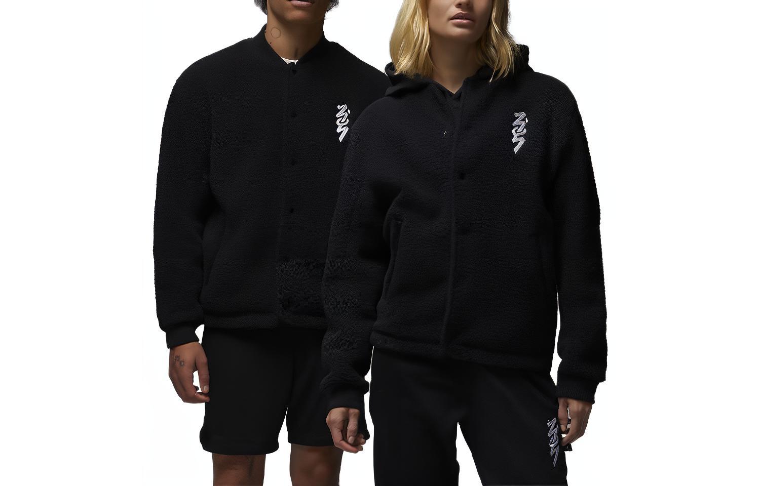 Jordan Zion Chest Embroidered Button-Up Casual Jacket Unisex Black DX0665-010