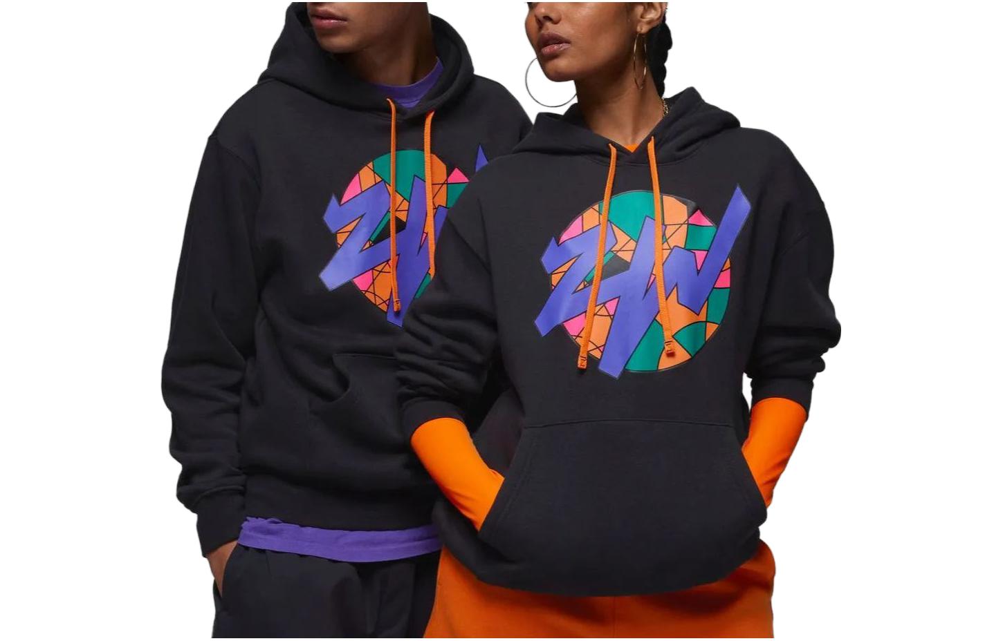 Jordan Zion Letter Print Hoodie Unisex Black Long Sleeve Casual Wear FD2390-010