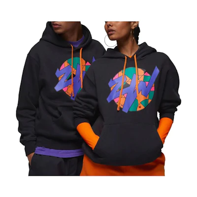 Jordan Zion Letter Print Hoodie Unisex Black Long Sleeve Casual Wear FD2390-010