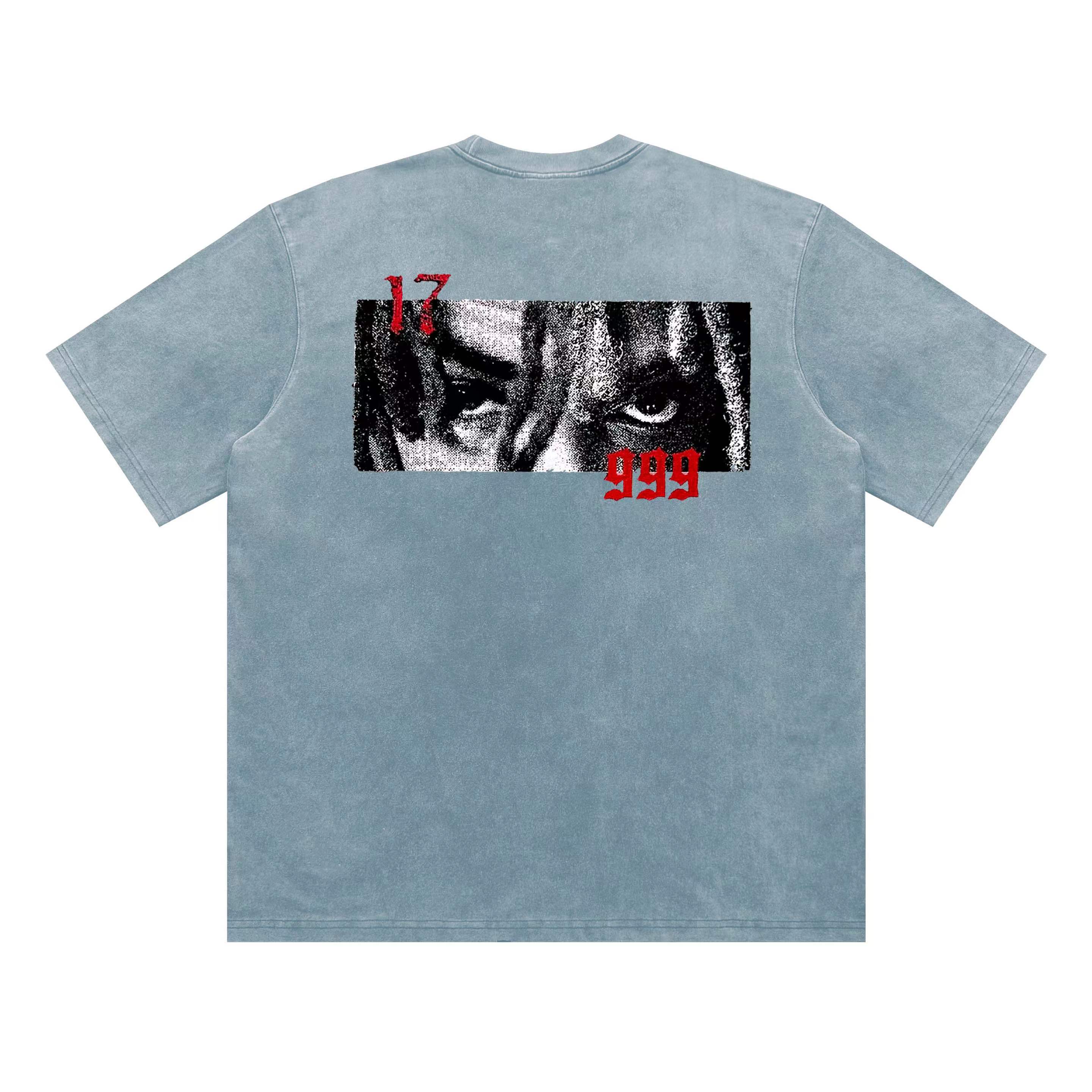 Juice Wrld SS24 Silver Digital Graphic Washed Portrait Tee Unisex J231039