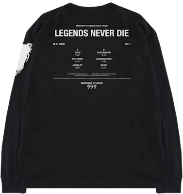 Juice Wrld x Midnight Studios Legends Never Die Long Sleeve Black Order Juice Wrld x Midnight Studios Legends Never Die Long Sleeve Black