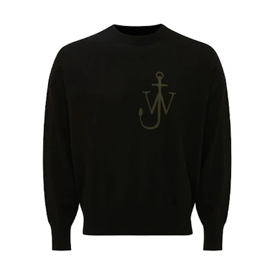 JW Anderson Black Patterned Wool Crewneck Sweater Pullover. KT0045YN0008-999