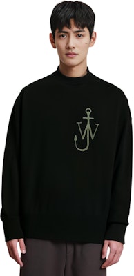 JW Anderson Sweater Wol Hitam Bermotif Crewneck Pullover. KT0045YN0008-999 Cheap JW Anderson Sweater Wol Hitam Bermotif Crewneck Pullover. KT0045YN0008-999