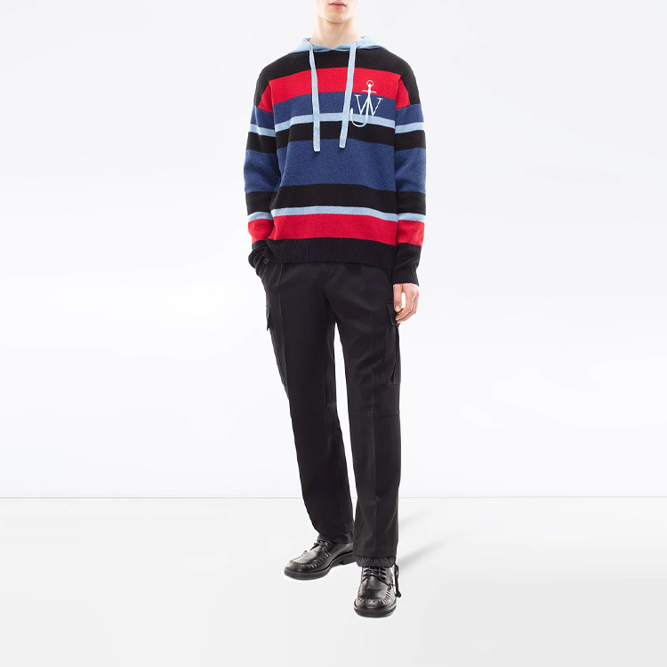 Lookbook JW Anderson Seluar Kasual Hitam Wool Hem Berlapis Dua TR0060-PG0011-999