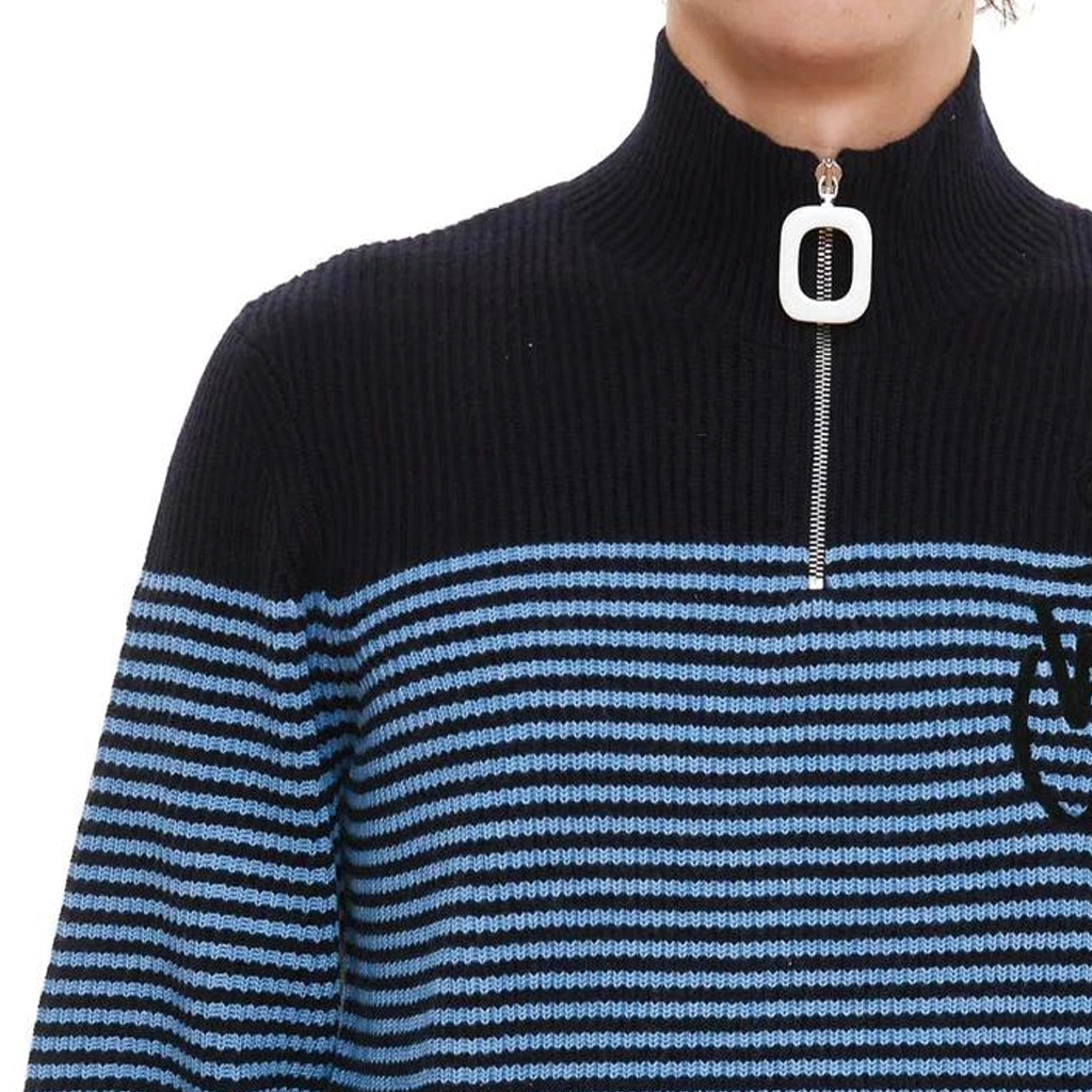 Details for JW Anderson Suéter Tejido Azul a Rayas con Media Cremallera y Cuello Alto. KW0615YN0008-887