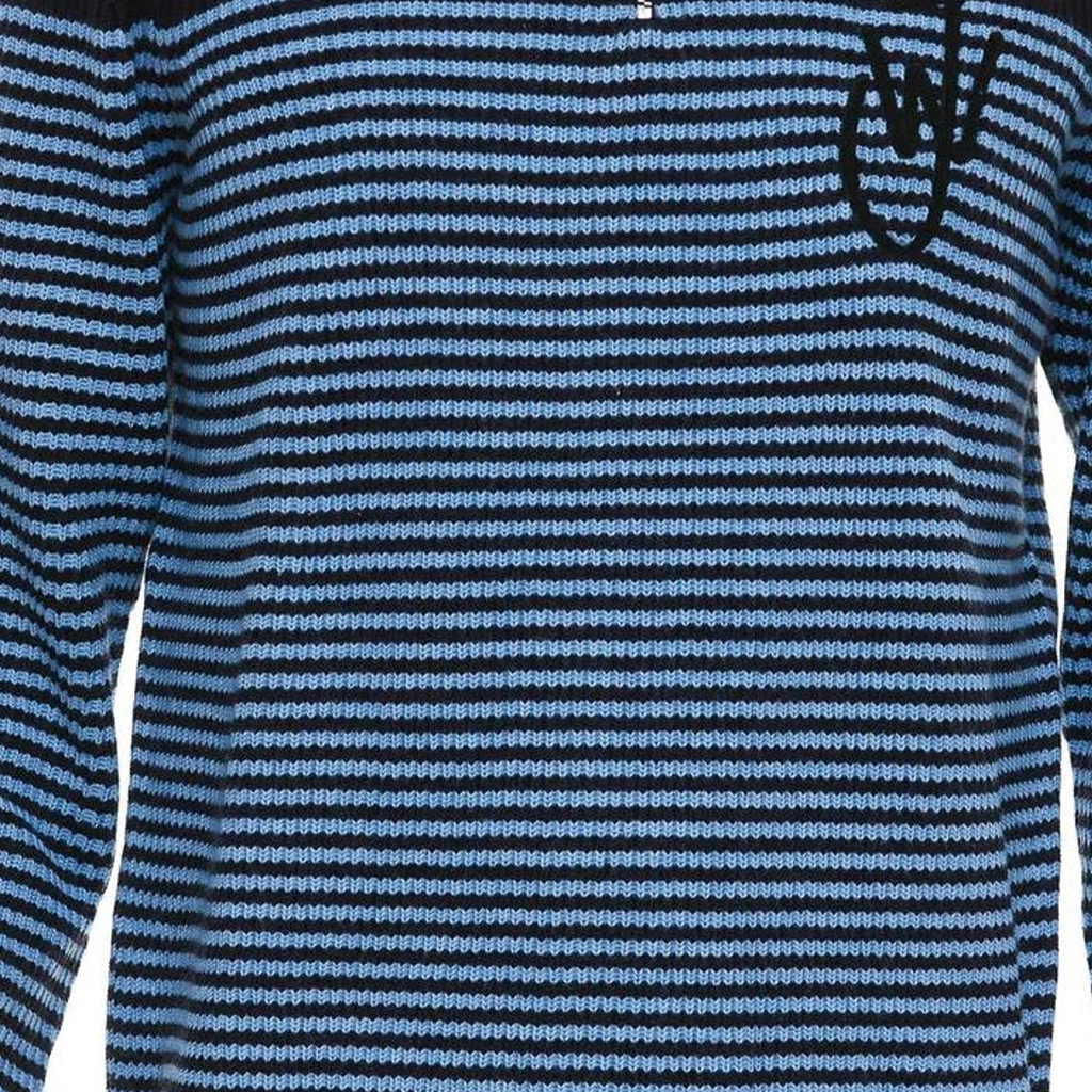 Sizing JW Anderson Suéter Tejido Azul a Rayas con Media Cremallera y Cuello Alto. KW0615YN0008-887