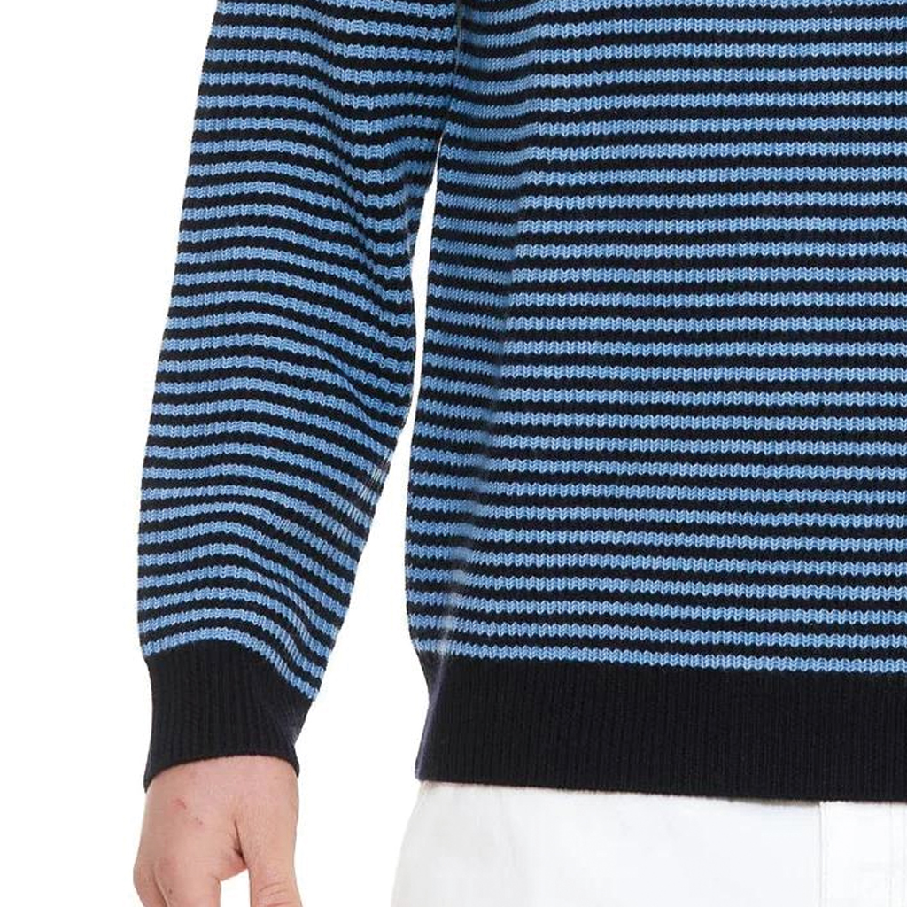 Cheap JW Anderson Suéter Tejido Azul a Rayas con Media Cremallera y Cuello Alto. KW0615YN0008-887