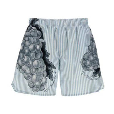 JW Anderson Light Blue Striped Mid-Rise Relaxed Straight Casual Shorts SR0086PG1247-804