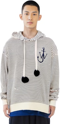 JW Anderson Pom Pom Hoodie Berjalur Kelabu Putih Pullover. KT0011YN0128-002 Sizing JW Anderson Pom Pom Hoodie Berjalur Kelabu Putih Pullover. KT0011YN0128-002