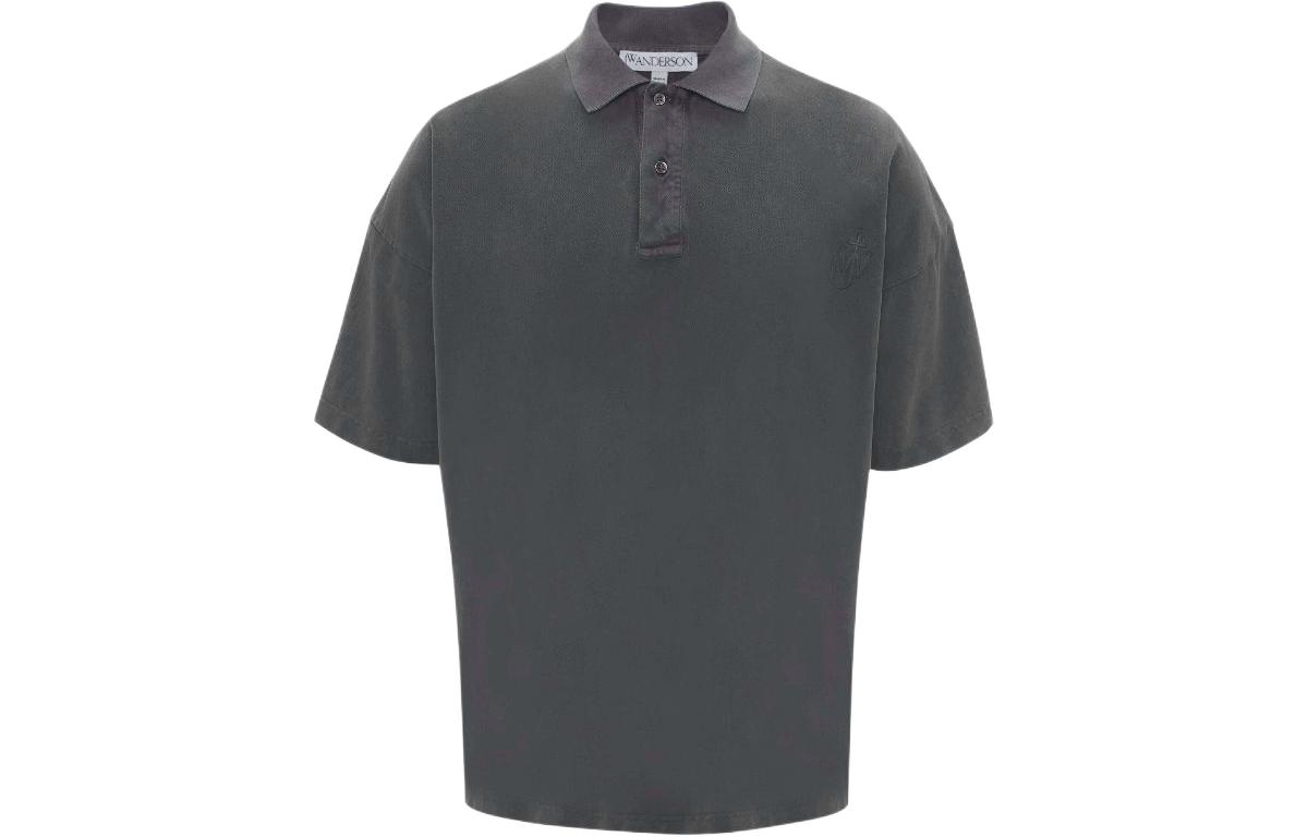 JW Anderson  Solid Color Short-Sleeve Casual Polo Shirt in Charcoal Black JO0196-PG0960-599