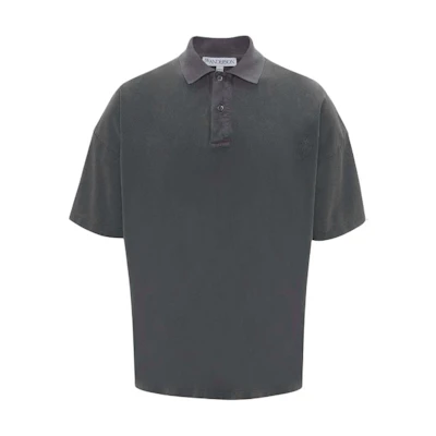 JW Anderson Solid Color Short-Sleeve Casual Polo Shirt in Charcoal Black JO0196-PG0960-599