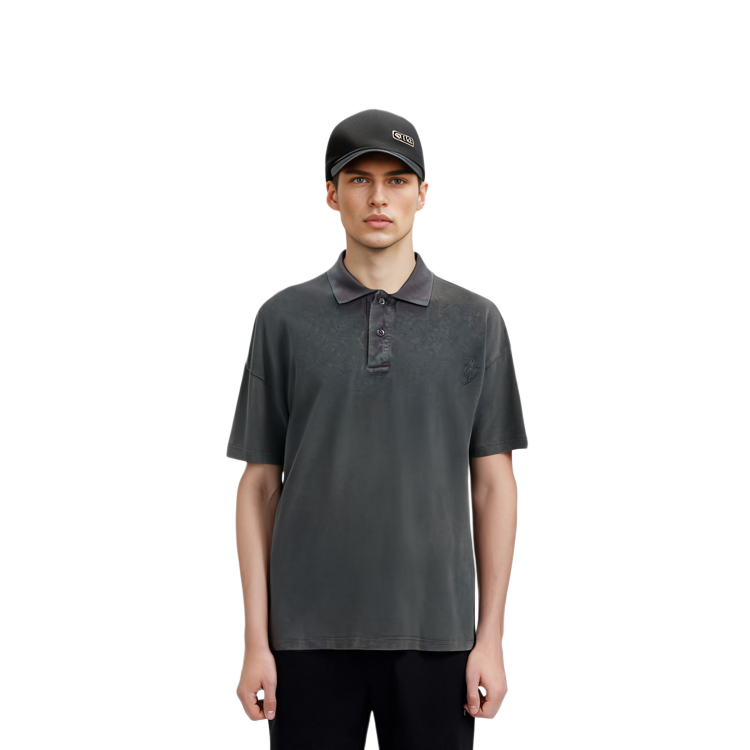 Details for JW Anderson Polo Casual de Manga Corta Color Sólido en Negro Carbón JO0196-PG0960-599