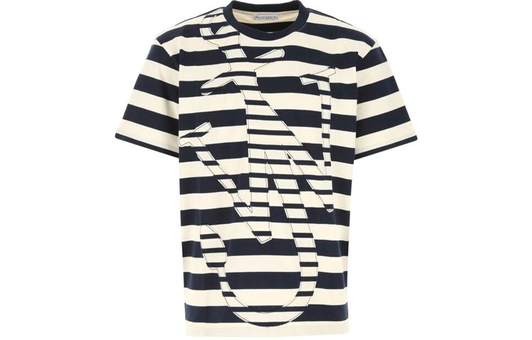 JW Anderson  Striped Cotton Short Sleeve T-Shirt Black JT0008PG0428-891