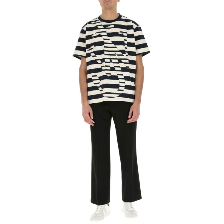 Shop JW Anderson Camiseta de Algodón a Rayas de Manga Corta Negra. JT0008PG0428-891