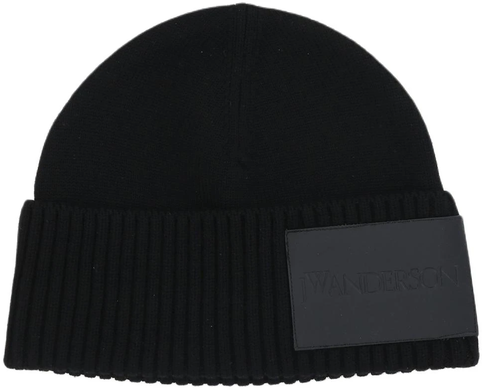 jw-anderson-wool-knit-beanie-black-letter-logo-kw-1126-yn-0008999