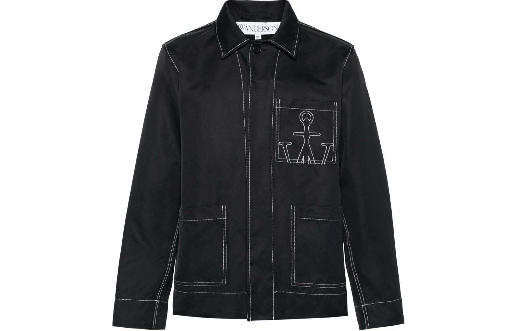 JW Anderson Anchor Logo Embroidered Shirt Jacket Men’s Black JK0300PG1461-BLACK