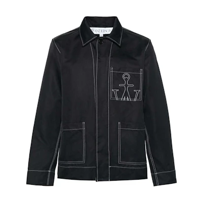 JW Anderson Anchor Logo Embroidered Shirt Jacket Men’s Black JK0300PG1461-BLACK