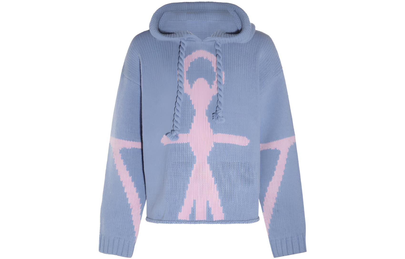 JW Anderson Anchor Logo Intarsia Knit Hoodie Unisex Sweater. KW0808YN0170744