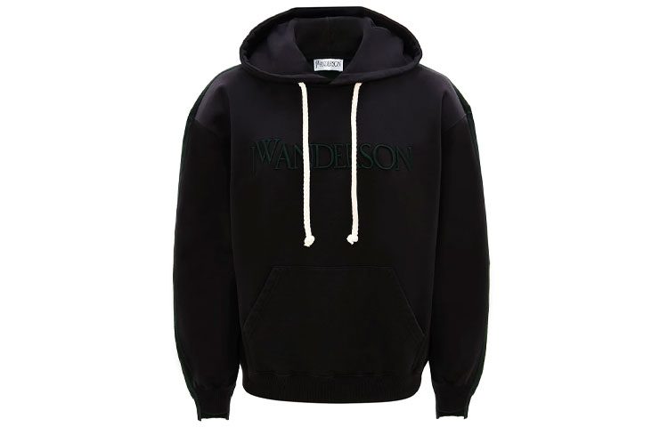 JW Anderson Black Green Colorblock Logo Embroidered Hoodie JO0020-PG0408-993
