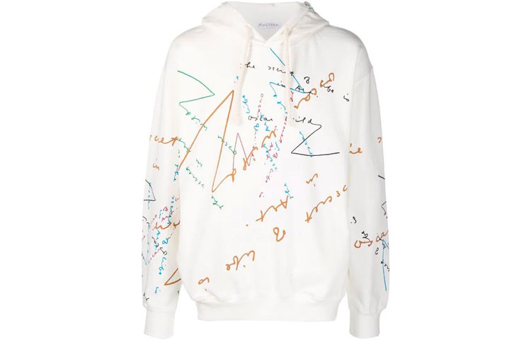 JW Anderson Calligraphy Print Oversized Hoodie White JO0057-PG0458-002