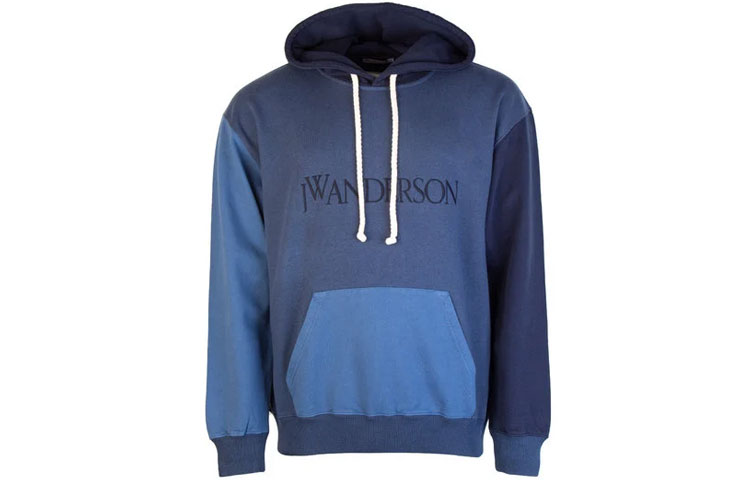 JW Anderson Colorblock Hoodie with Embroidered Letters Blue JO0003-PG0458-888