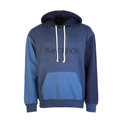 JW Anderson Colorblock Hoodie with Embroidered Letters Blue JO0003-PG0458-888