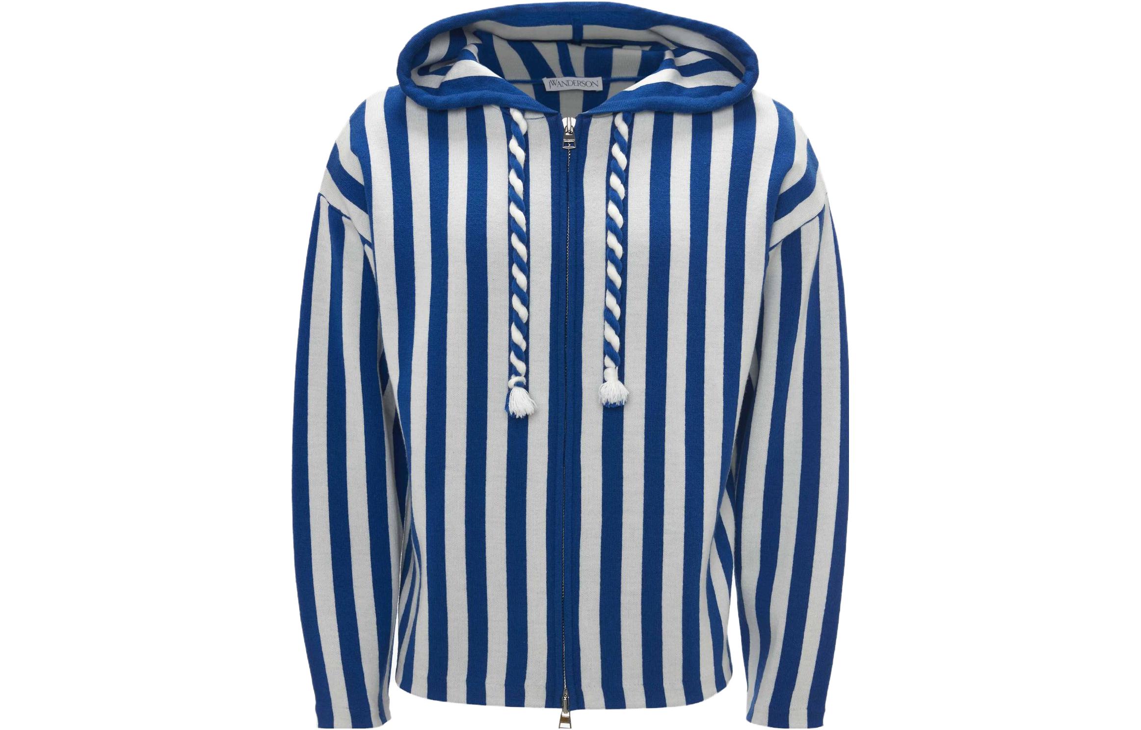 JW Anderson Colorblock Striped Zip-Up Hoodie Jacket Blue KW1101-YN0008-856