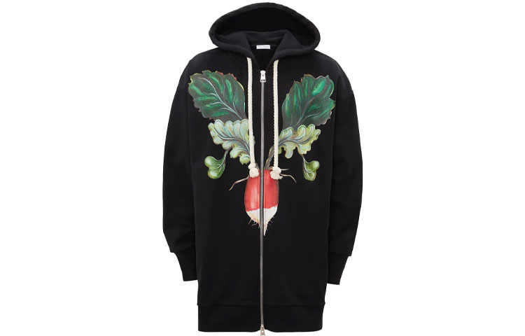 JW Anderson FW21 Black Floral Print Zip Hoodie Jacket JO0036-PG0639-999