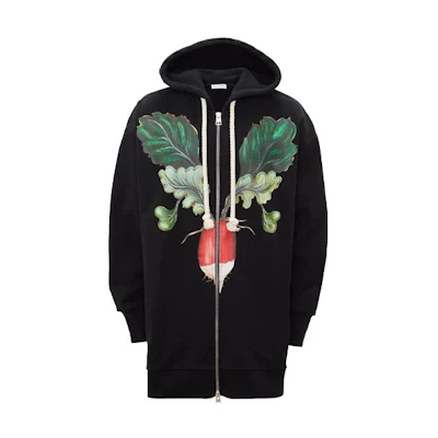 JW Anderson FW21 Black Floral Print Zip Hoodie Jacket JO0036-PG0639-999