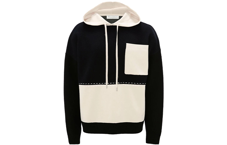 JW Anderson FW21 Colorblock Knit Pullover Hoodie Black KW0546-YN0170-027