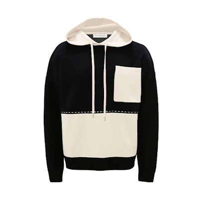 JW Anderson FW21 Colorblock Knit Pullover Hoodie Black KW0546-YN0170-027