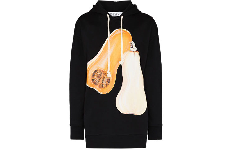 JW Anderson FW21 Fruit Print Drawstring Hoodie Black JW0011-PG0639-002