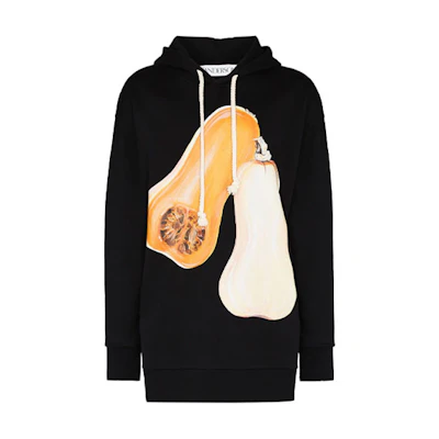 JW Anderson FW21 Fruit Print Drawstring Hoodie Black JW0011-PG0639-002