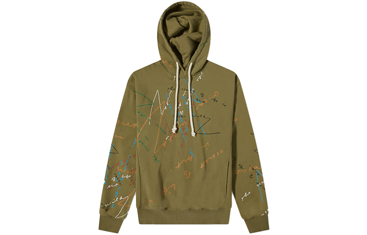 JW Anderson FW21 Graffiti Drawstring Hoodie Green JO0057-PG0458-575