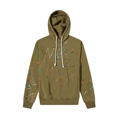 JW Anderson FW21 Graffiti Drawstring Hoodie Green JO0057-PG0458-575