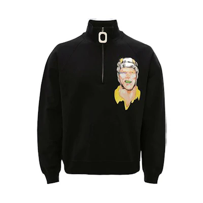 JW Anderson FW21 Half-Zip Sweatshirt Jacket with Character Patch Black Men’s JO0082PG0458-999