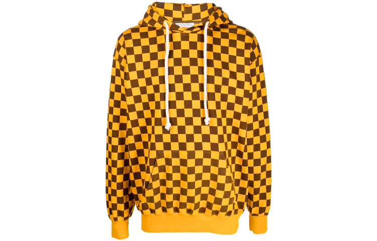 JW Anderson FW21 Logo Checkered Pullover Hoodie Yellow JO0047PG0047-001