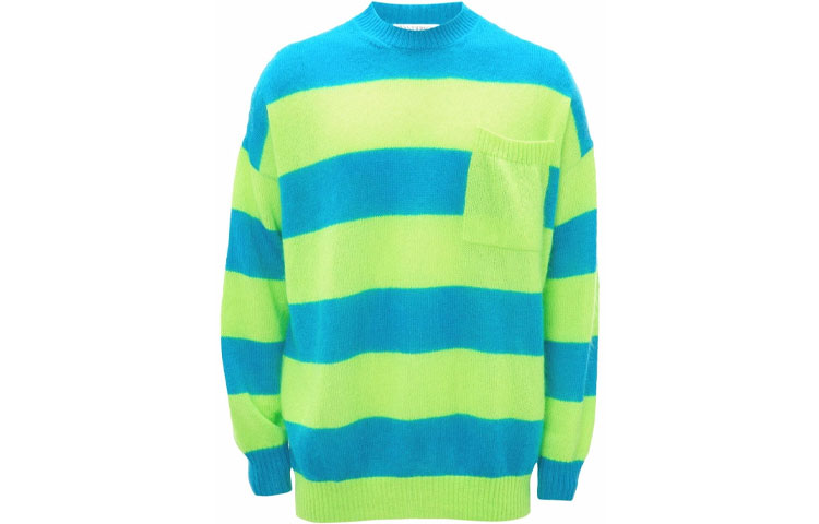 Order JW Anderson FW21 Logo Stripe Crewneck Sweater Biru Pullover. KW0547YN0177-826