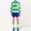 Lookbook JW Anderson FW21 Logo Stripe Crewneck Sweater Biru Pullover. KW0547YN0177-826