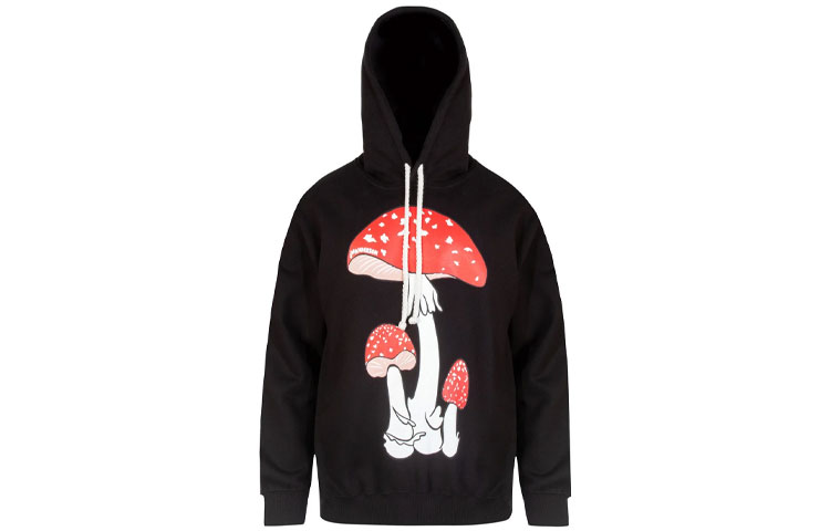 JW Anderson FW21 Mushroom Print Drawstring Hoodie Black () JE0112-PG0253-999