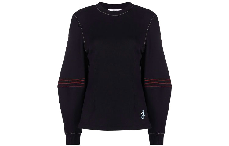 JW Anderson FW21 Outline Logo Crewneck Sweatshirt Unisex Black JW0015-PG0717-999
