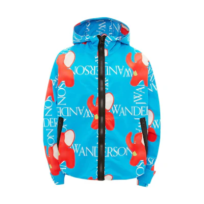 JW Anderson FW22 All-Over Print Hooded Zip Jacket Mens Blue JK0176PG1015-800