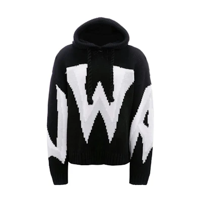 JW Anderson FW22 Big Logo Knit Wool Pullover Sweater Men’s Black KW0706YN0170-902