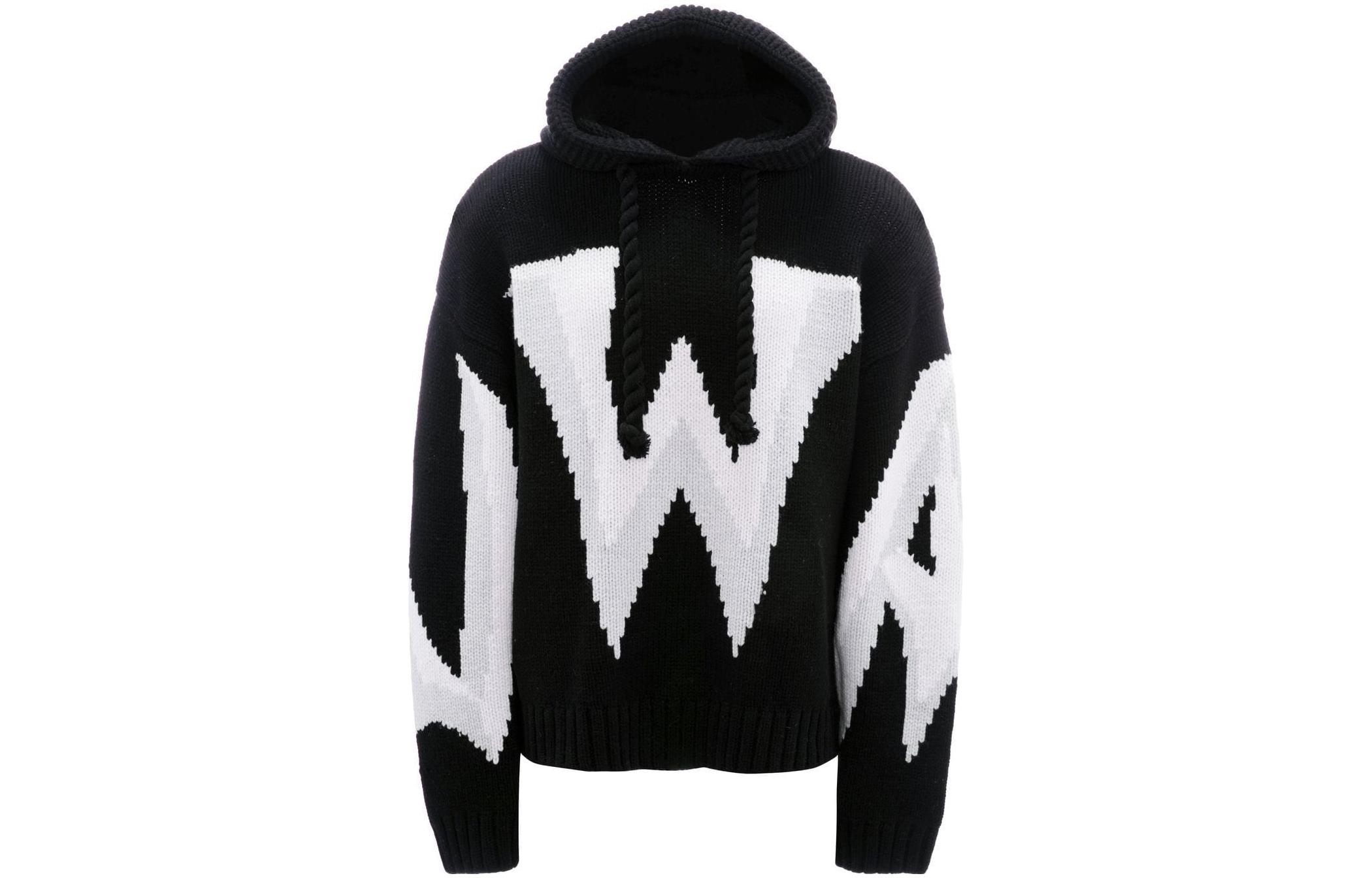 Order JW Anderson FW22 Baju Sejuk Knit Wool Logo Besar Lelaki Hitam KW0706YN0170-902