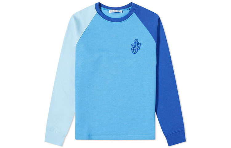 JW Anderson FW22 Colorblock Anchor Logo Crewneck Sweatshirt Blue Menswear JW0046-PG1021-899