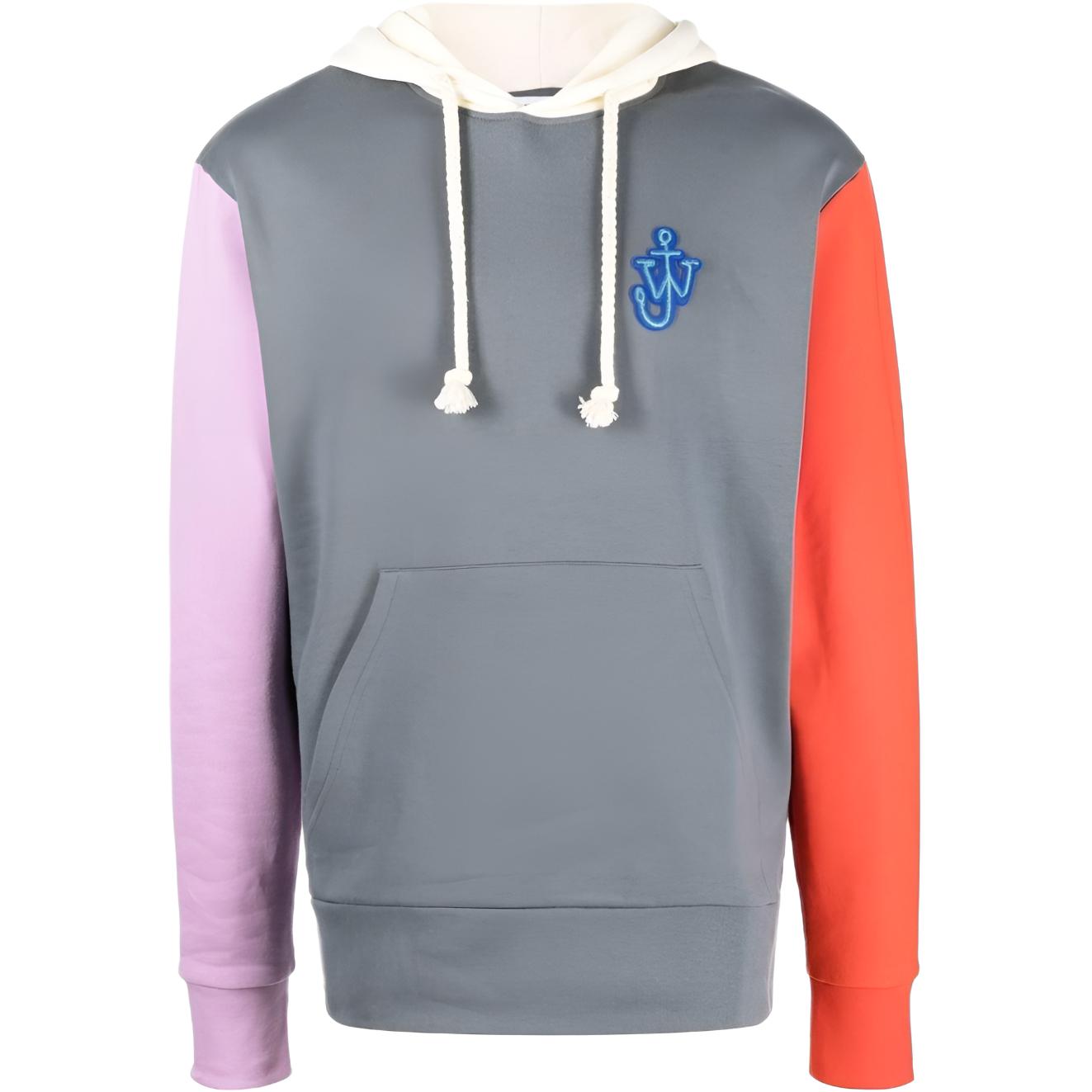 JW Anderson FW22 Floral Embroidery Patchwork Pullover Hoodie Grey JW0052PG0771-791