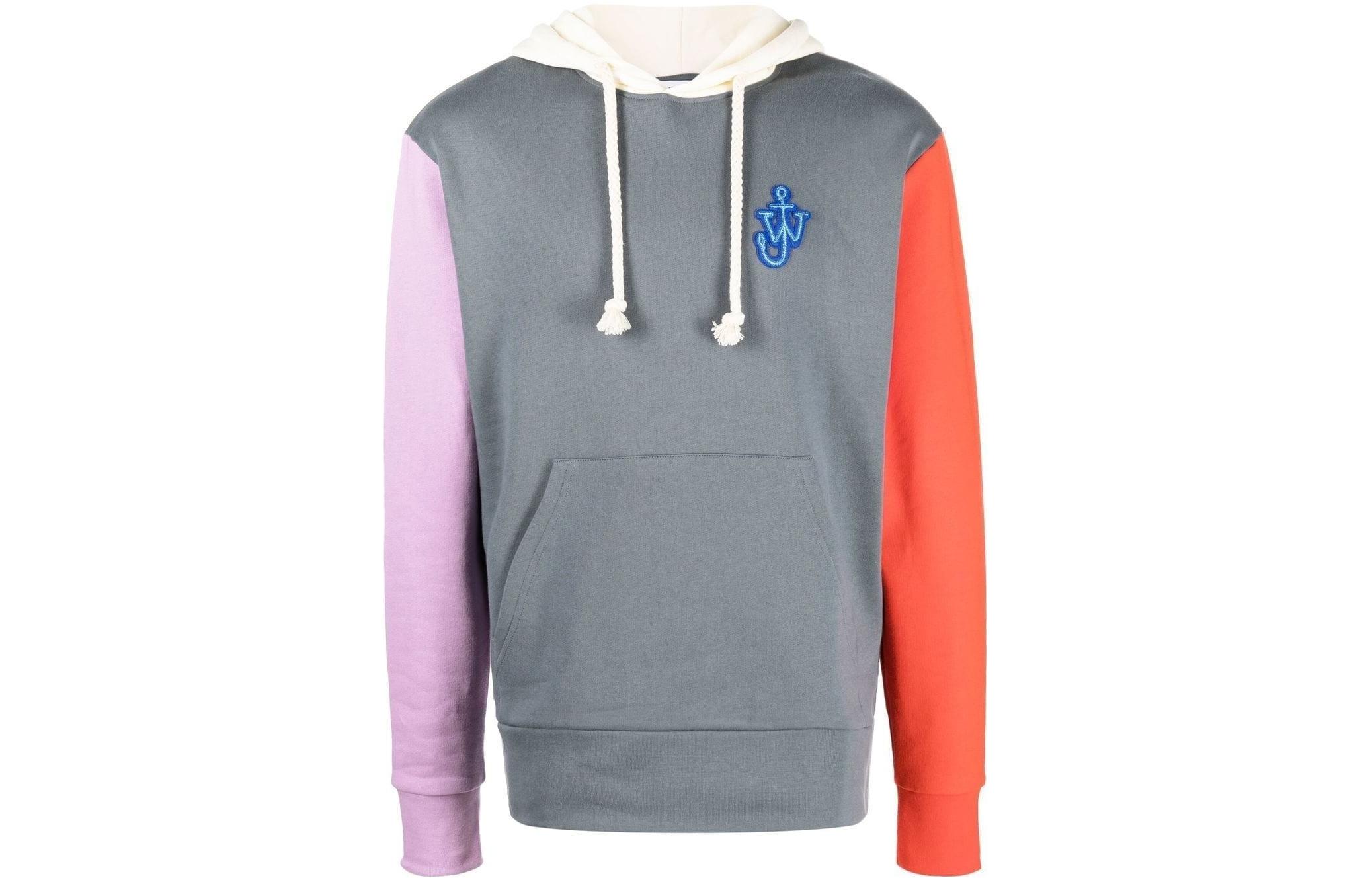 Order JW Anderson FW22 Floral Embroidery Patchwork Pullover Hoodie Grey JW0052PG0771-791