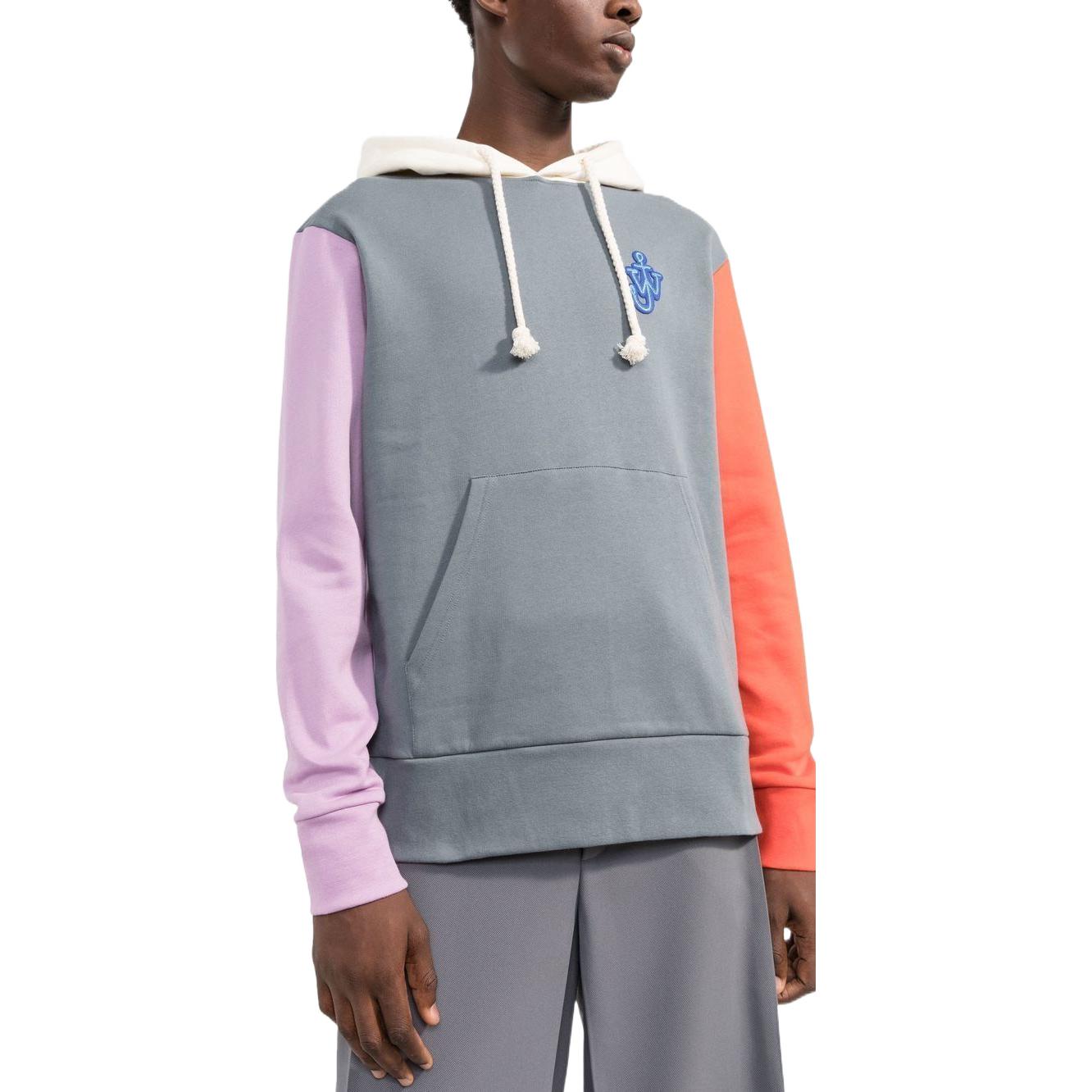 Purchase JW Anderson FW22 Floral Embroidery Patchwork Pullover Hoodie Grey JW0052PG0771-791