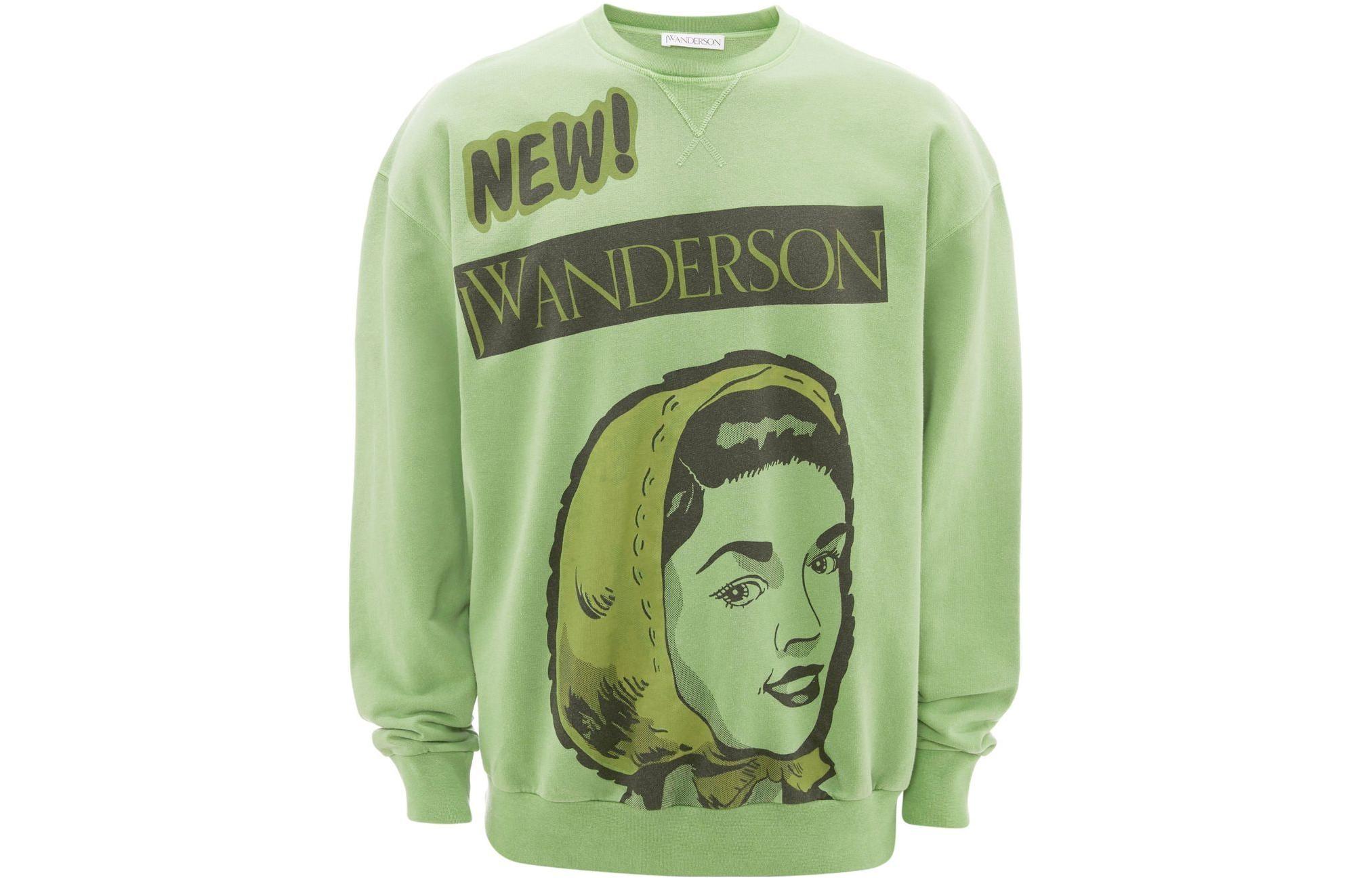 Order JW Anderson FW22 Logo Print Pullover Green Sweatshirt Casual Fit JW0045PG0976-155